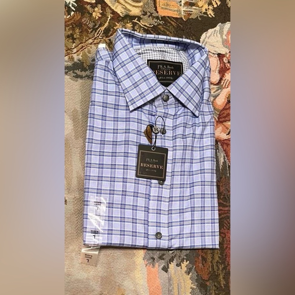 Men's Blue Plaid Dress Shirt